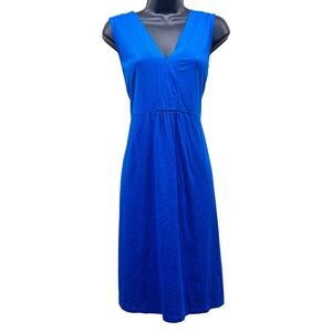 Boden Womens Blue V-Neck Modal Cotton Jersey Empire Waist Midi Dress US 12R